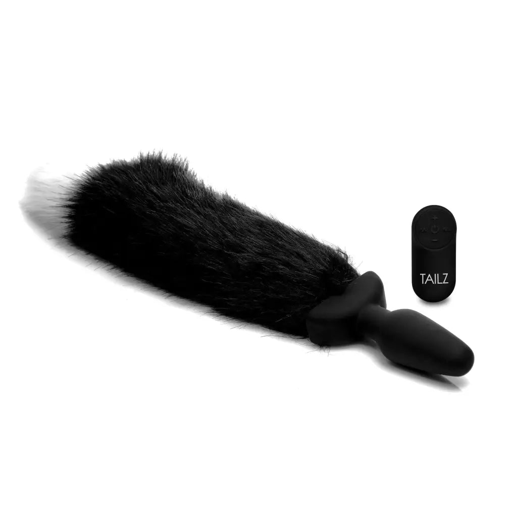 Tailz Tail Plug Black Remote Control Wagging Fox Tail Anal Plug at the Haus of Shag