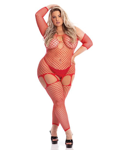 Rene Rofe Bodystocking One Size Fits Most (Queen) / Red Pink Lipstick 'In My Head' Net Bodystocking by Rene Rofe at the Haus of Shag