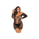 RENE ROFE Dress 3XL / 4XL / Black Rene Rofe Demure Long Sleeve Mini Dress at the Haus of Shag