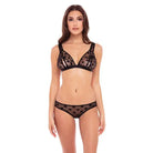 Rene Rofe Naughty Knickers Heart Mesh Peek A Boo Bra & Panties floral sheer lingerie set