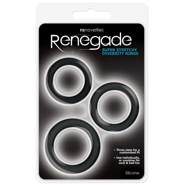 Renegade Diversity Rings Black - Cock Ring