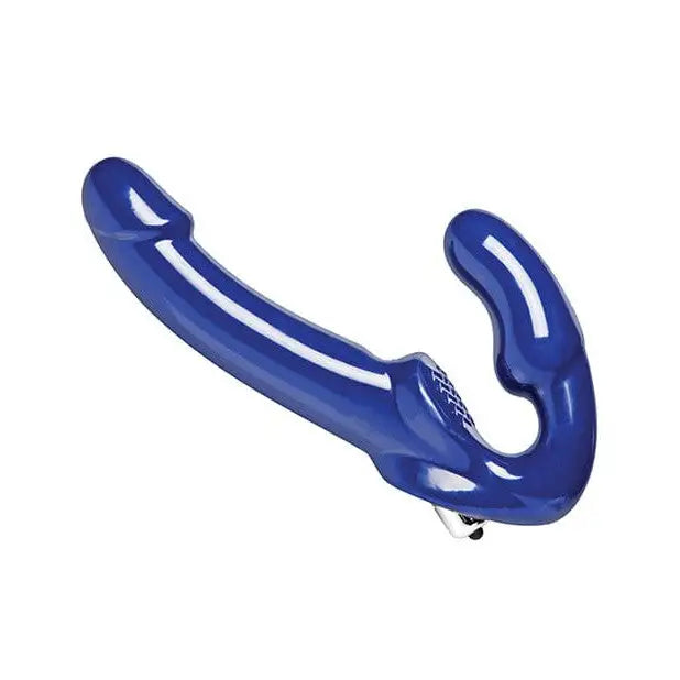 Revolver II Strapless Strap On G-spot Dildo - Blue plastic hook on white background