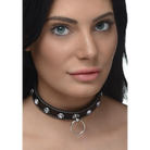 Strict Rhinestone Choker With O-ring - Red - Collar