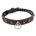 Strict Rhinestone Choker With O-ring - Red - Collar