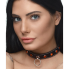 Strict Rhinestone Choker With O-ring - Red - Collar