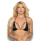 Rhinestone Semi Open Tri Bra Black O/s - Bra