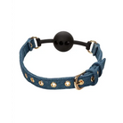 Blue denim bracelet with gold studs from the Ride ’em Premium Denim Collection Ball Gag