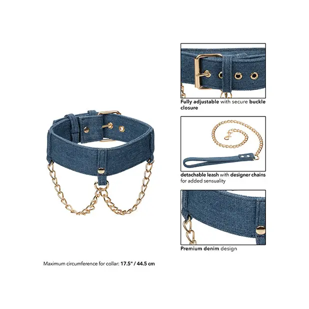 Ride ’em Premium Denim Collection Collar W/leash - Collar