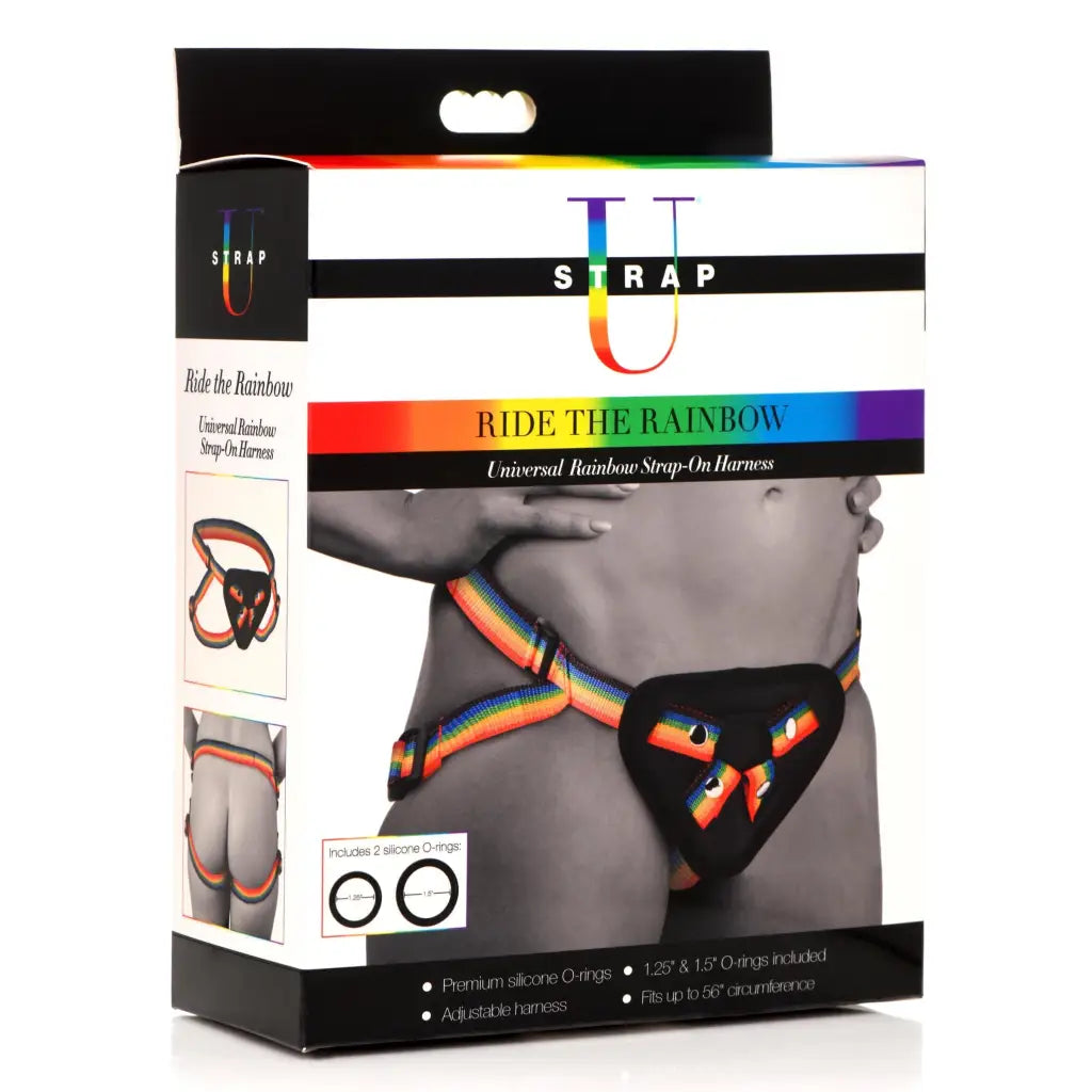 Rainbow Universal Strap: Faux Leather Strap-on Harness with Adjustable Straps and O-rings