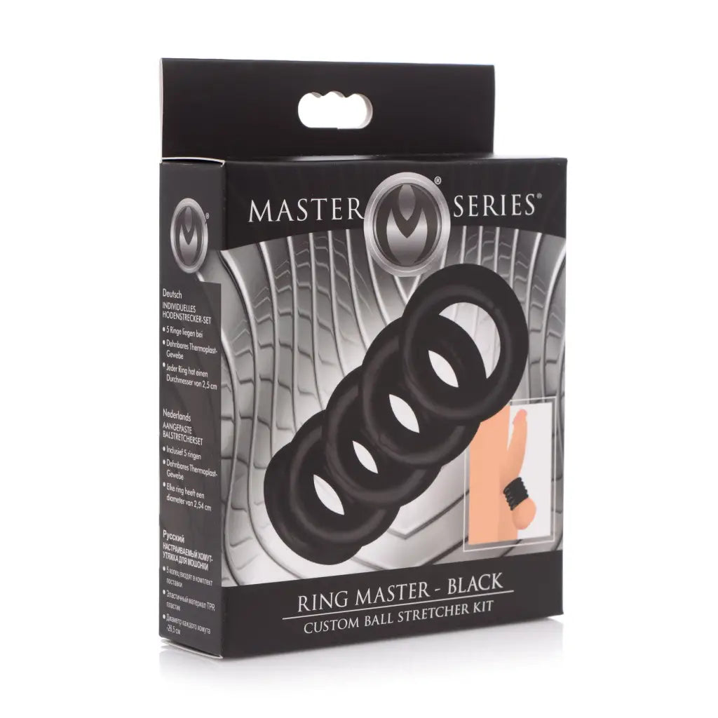 Master Series Ring Master Custom Ball Stretcher Kit - Black Silicone Rings Included