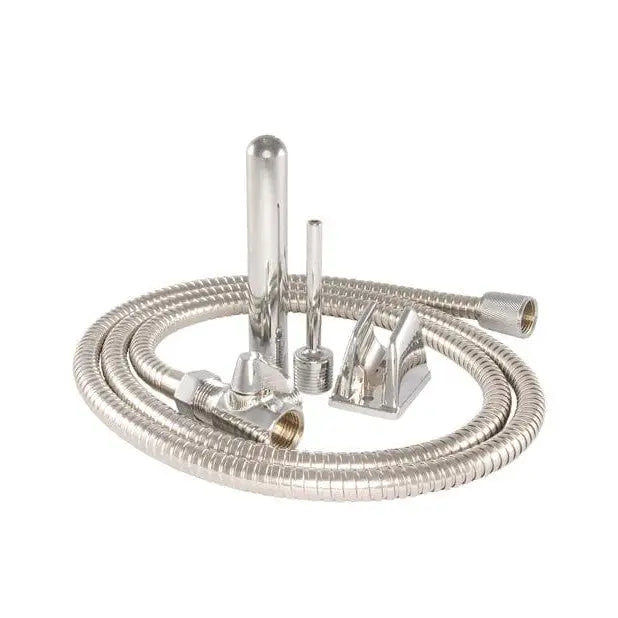 RinService Stainless Steel Shower Bidet Set with a silver hose and metal fitting