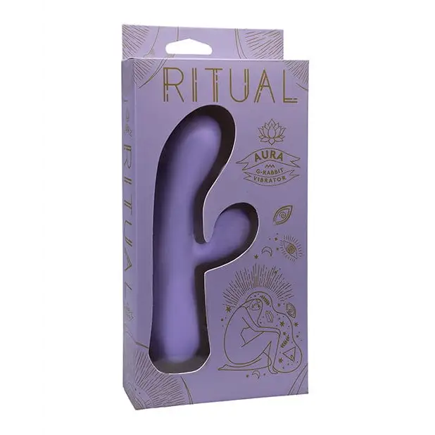 Doc Johnson Vibrator Ritual Aura Rechargeable Silicone Rabbit Vibe - Lilac at the Haus of Shag