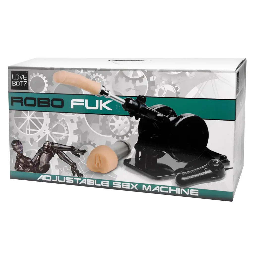 Robo Fuk adjustable position sex machine packaged in a retail box for discreet convenience