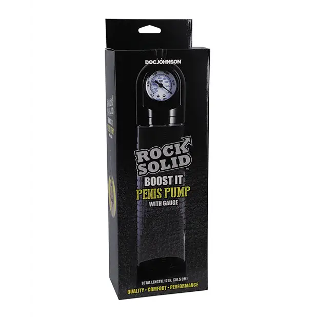 Rock Solid Boost It Penis Pump with Gauge Black/Clear - Pumps