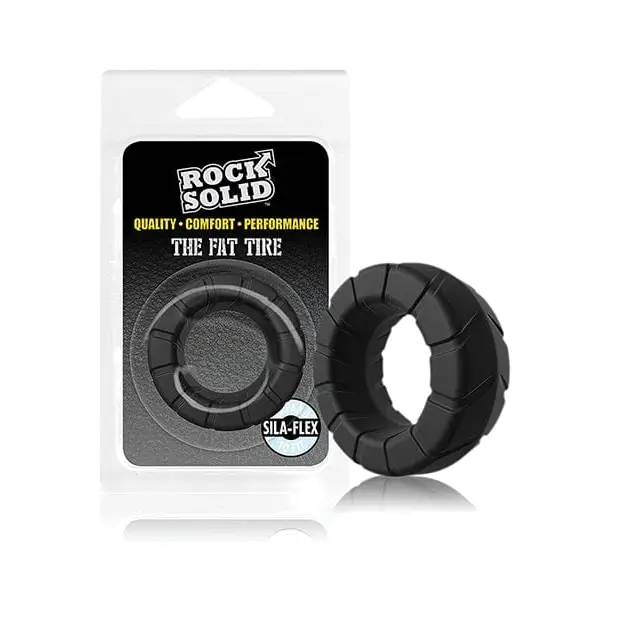 Doc Johnson Penis Enhancement Rock Solid Fat Tire Ring - Black at the Haus of Shag