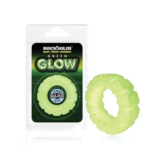 Doc Johnson Penis Enhancement Rock Solid Glow In The Dark The Tire Ring - Green at the Haus of Shag