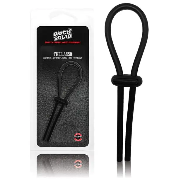 Doc Johnson Penis Enhancement Rock Solid Lasso Cockring - Black at the Haus of Shag