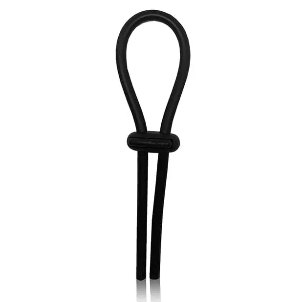 Doc Johnson Penis Enhancement Rock Solid Lasso Single Adjustable Lock Black Silicone at the Haus of Shag