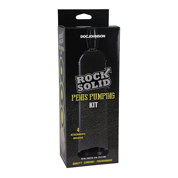 Rock Solid Penis Pumping Kit with 4 Attachments Black/Clear - Pumps