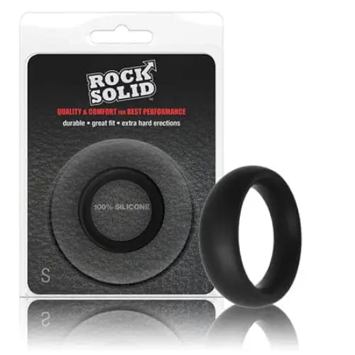 Doc Johnson Cock Ring Rock Solid Silicone Black C Ring, Small (1 3/4in) in a Clamshell at the Haus of Shag