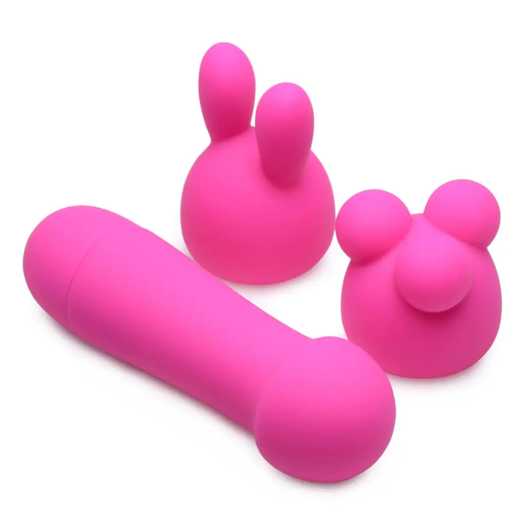 Curve Novelties Vibrator Rocket Mini Wand With 2 Attachments at the Haus of Shag