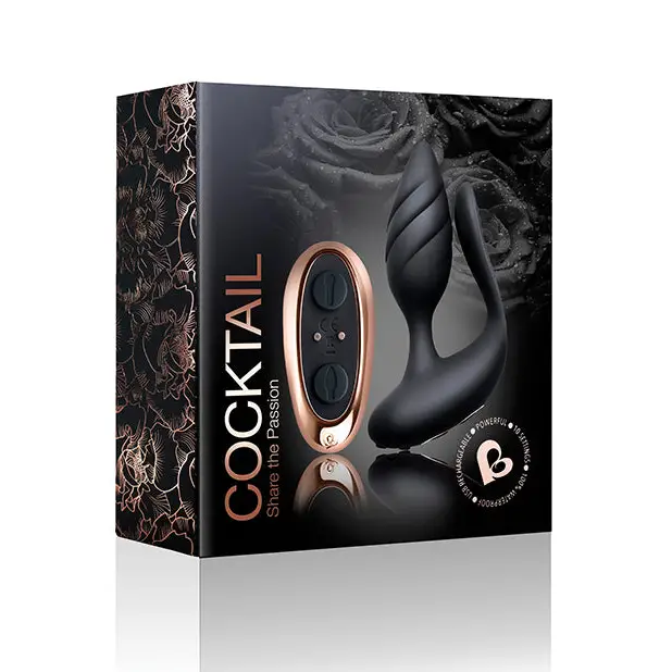 Rocks Off Cocktail Couples Toy Black - Black - Powered Butt Plug