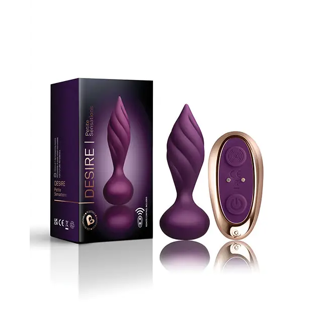 Rocks Off Petite Sensations Desire Vibrating Plug Purple - Black - Powered Butt Plug