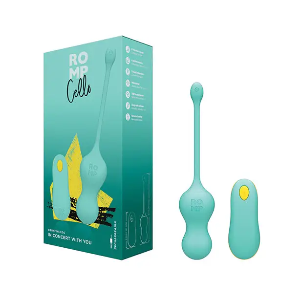 Romp Cello Blue Rechargeable Remote-Controlled Silicone G-Spot Egg Vibrator - Blue - Egg Vibrator