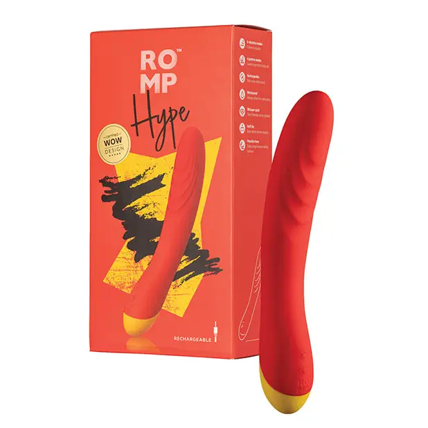 ROMP Hype Red Rechargeable Silicone G-Spot Vibrator - Red - Plain Vibrator