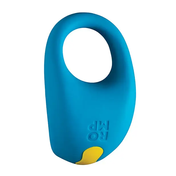 ROMP Juke Blue Rechargeable Silicone Vibrating Cock Ring - Blue - Cock Ring