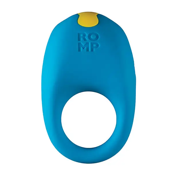 ROMP Juke Blue Rechargeable Silicone Vibrating Cock Ring - Blue - Cock Ring