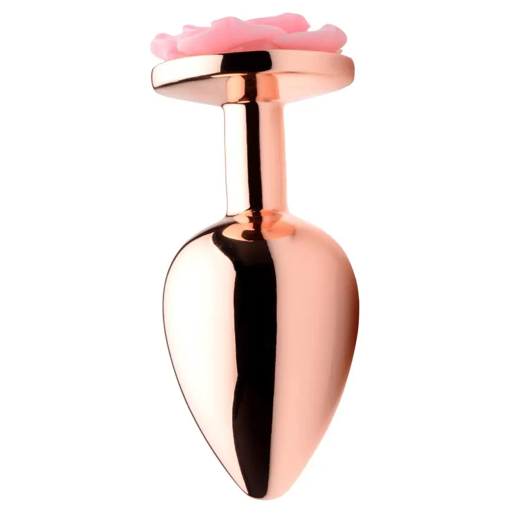 Booty Sparks Jewel Plug Rose Gold Anal Plug With Pink Flower at the Haus of Shag