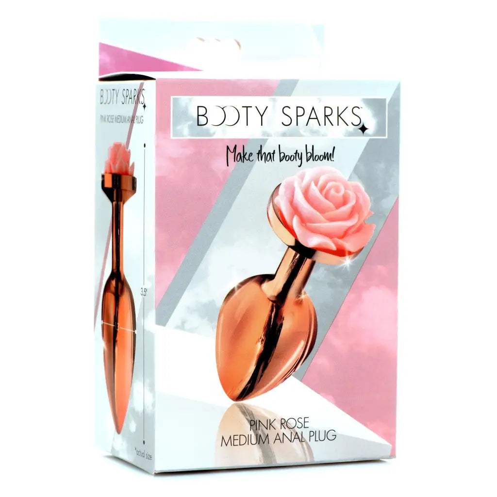 Booty Sparks Jewel Plug Rose Gold Anal Plug With Pink Flower at the Haus of Shag