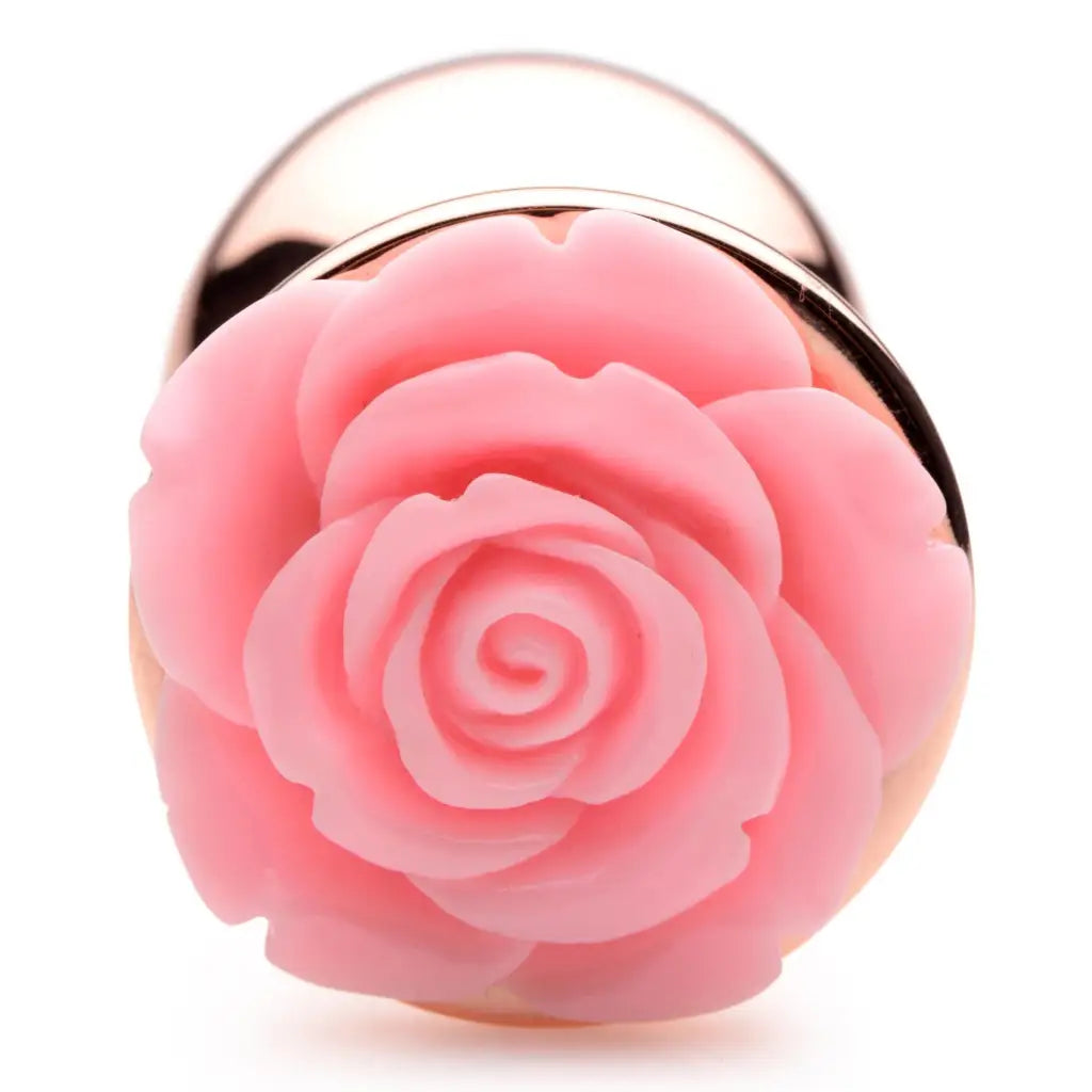 Booty Sparks Jewel Plug Rose Gold Anal Plug With Pink Flower at the Haus of Shag