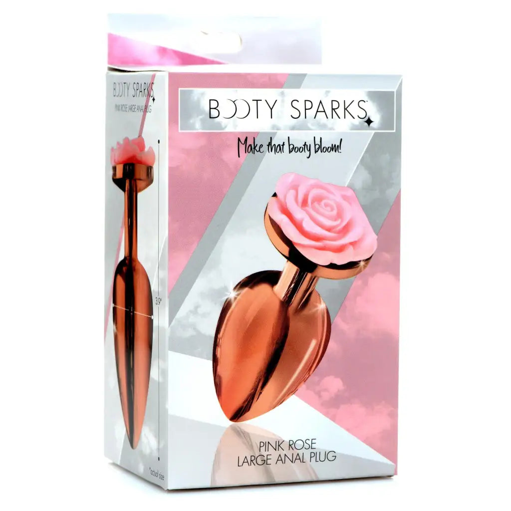 Booty Sparks Jewel Plug Rose Gold Anal Plug With Pink Flower at the Haus of Shag