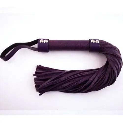 Purple leather flogger with cartoon eyes on handle - Rouge H-Style Leather Flogger Purple