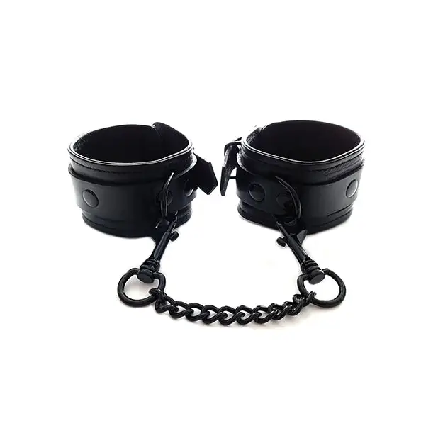 Rouge Leather Ankle Cuffs Black with Black Accessories - Cuffs