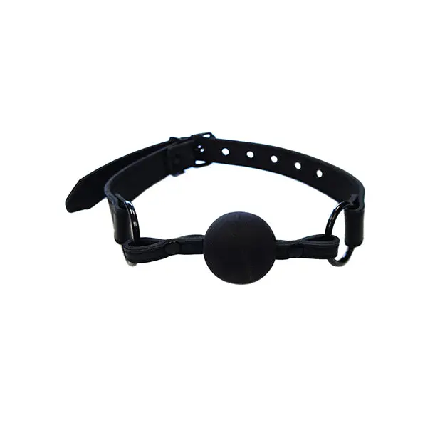 Rouge Leather Ball Gag Black with Black Accessories - Ball Gag