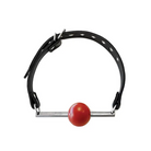 Rouge Leather Ball Gag With Stainless Steel Rod And Removable Ball - Black With Red - Ball Gag