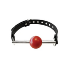 Rouge Leather Ball Gag With Stainless Steel Rod And Removable Ball - Black With Red - Ball Gag