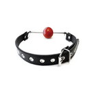 Rouge Leather Ball Gag With Stainless Steel Rod And Removable Ball - Black With Red - Ball Gag