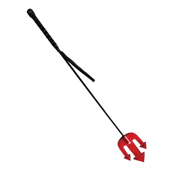 Rouge Leather Devil Riding Crop Black - Crops