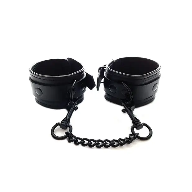 Rouge Leather Wrist Cuffs Black with Black Accessories - Cuffs