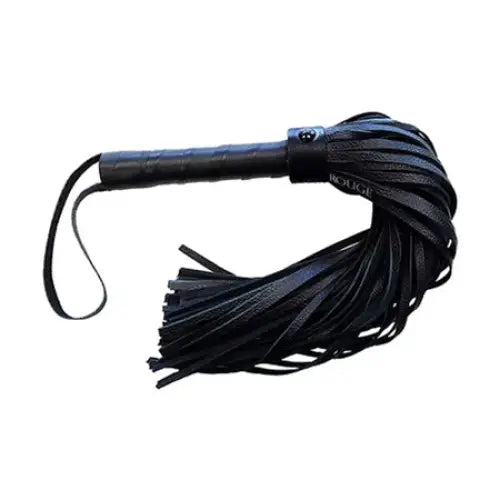 Rouge Long Leather Flogger Black with Black Accessories - Flogger