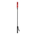 Close-up of red handle attached to the Rouge Long Riding Crop Slim Tip - Black