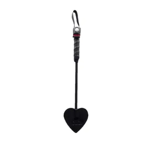 Rouge Mini Spade Paddle 10 in. Black - Heart-shaped spanking implement with long handle