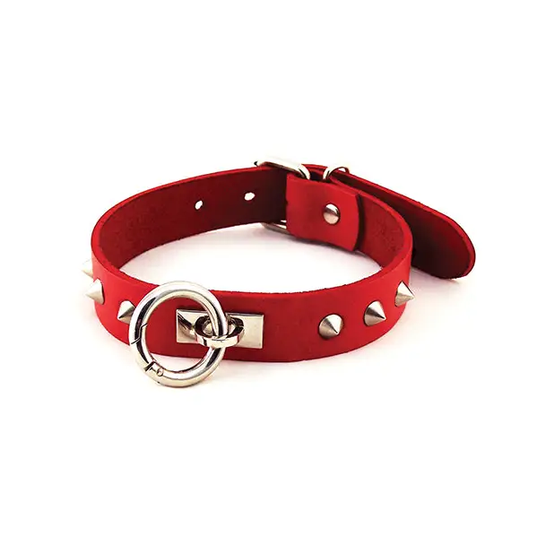 Rouge O Ring Studded Collar Red - Red - Collar