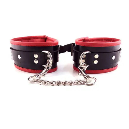 Rouge padded ankle cuff black/red with chains for secure restraint and comfort