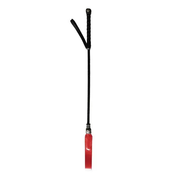 Rouge Short Riding Crop Slim Tip - Red handle with black leather tip for precision control