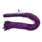 Rouge Suede Flogger Black/Purple with multiple purple leather tails and sturdy handle